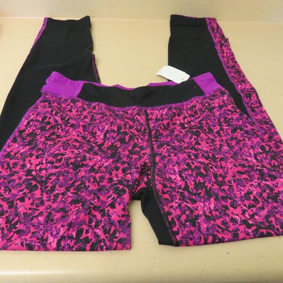 XL CHAMPION LEGGINGS / BLK & Hot PNK/GENTLY WORN - Picture 2 of 5